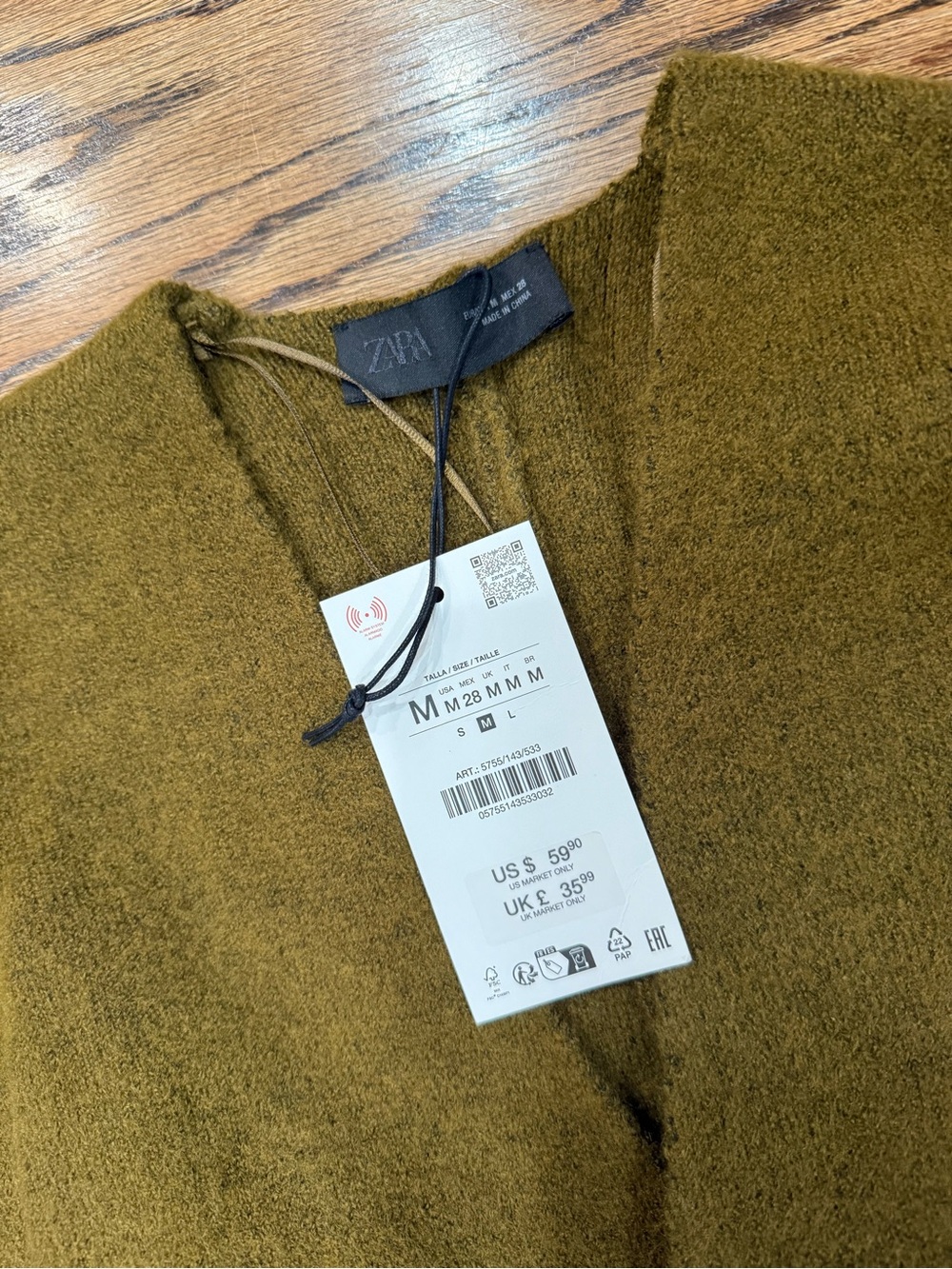 Zara Olive Twist-Waist V-Neck Top - Picture 2 of 3